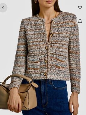 ba&sh NEW Guspa Chunky Knit Button-Front Sweater Jacket size L retail $380